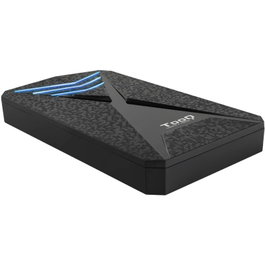 Tooq Caja Externia Gaming para HDD/SSD 2.5" hasta 9.5mm - SATA a USB 3.0/3.1 Gen 1 con Iluminación LED Azul - Sin Tornillos